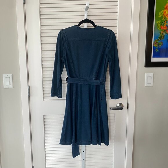 Diane von Furstenberg Christa Wrap Mini/Midi Dress, Indigo Denim, Size S - Picture 2 of 9